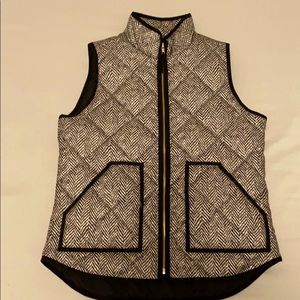 J Crew Quilted Excursion Vest In Herringbone Print